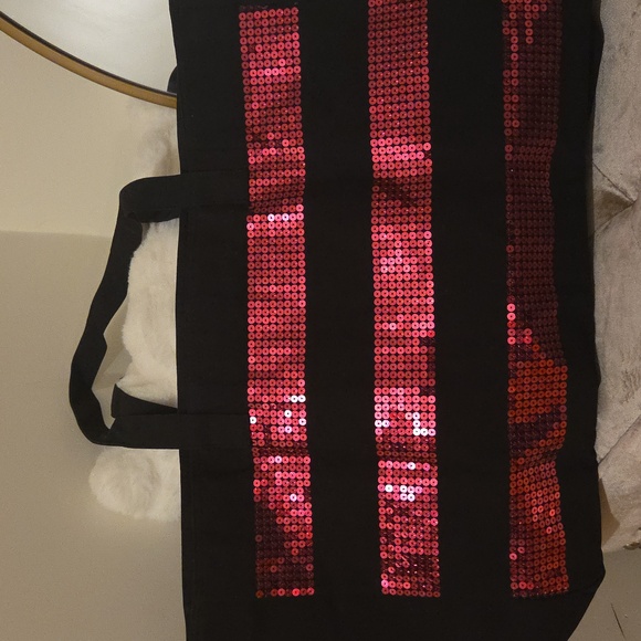 Victoria's Secret Black and Pink Sequin Tote Bag - Picture 4 of 10